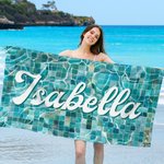 Personalized Swimming Pool Background Name Quick Dry Oversized Microfiber Beach Towel Summer Travel Essential Holiday Birthday Gift for Family Friends