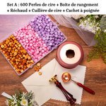 Tampon de Cire Vintage Personnalisé avec Design de Logo Gravé Cachet à Poignée Unique ou Set à Choix Cadeau Mariage Anniversaire pour Nouveaux Mariés