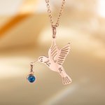 Collar Colibrí Personalizado con Piedra de Nacimiento Joya de Pájaro Regalo de Cumpleaños Aniversario Día de la Madre para Mujer