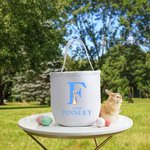 Personalised Cute Peter Rabbit Canvas Basket with Name and Handle Easter Eggs Hunting Birthday Party Favors Gift for Kids