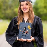 Personalised Graduation Cap Initial A5 A6 Leather Cover Notebook with Name and Year Recording Accessories Birthday Graduation Gift for Graduates