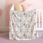 Gepersonaliseerde Schattige Bunny Zachte Deken met Naam Baby Shower Ontvangstcadeau voor Pasgeborene