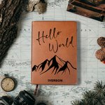 Personalisierte Berg Abenteuer 100 Seiten A5 Ledereinband Notebook mit Namen Geburtstag Geschenk für Reise-Enthusiasten Abenteurer ausgekleidet