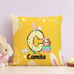 Personalisierte Eierschale Cartoon Charakter Hasenohren anfängliche weiche Wurf Kissenbezug mit Namen Ostern Party Dekor Geburtstag Urlaub Geschenk für Kinder