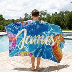 Personalized Swimming Pool Background Name Quick Dry Oversized Microfiber Beach Towel Summer Travel Essential Holiday Birthday Gift for Family Friends