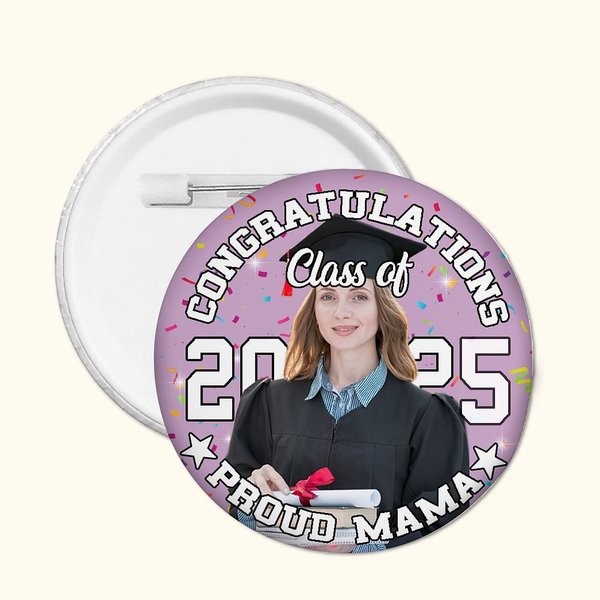 Gepersonaliseerde Klas van 2025 Foto Pin Button Badge met Jaar en Tekst Set van 5 Afstuderen Gift voor Afgestudeerden