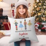Personalised Cute Nutcracker Soft Throw Pillow Cover with Year and Name Home Decor Christmas Gift for Family