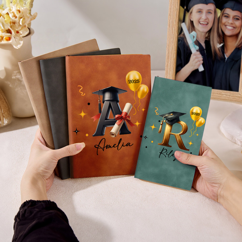 Cahier de notes personnalisé avec nom et année Cadeau d'anniversaire de fin d'études pour diplômés