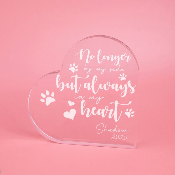 Personalised Heart Acrylic Pet Memorial Plaque with Warm Message Pet Loss Sympathy Gift for Pet Lovers