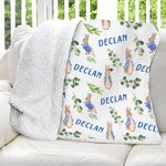 Gepersonaliseerde Schattige Bunny Zachte Deken met Naam Baby Shower Ontvangstcadeau voor Pasgeborene