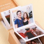 Álbum de fotos de acordeón de madera personalizado con texto caja de recuerdos para aniversario cumpleaños o regalo para familia o amigos