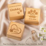 Bôite en Bois Magnétique Personnalisée avec Nom et Photo Motif Patte Chien Boîte avec Flacon à Poils Animaux Cadeau Souvenir pour Amoureux des Animaux