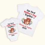 Personalizado lindo oso conejito fantasía unicornio 100% algodón bebé body camiseta a juego con nombre primer regalo del día de la madre para recién nacido nueva mamá