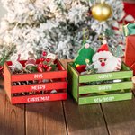 Personalized Christmas Red Green Color Wooden Candy Crate Storage Box with Text Home Table Decor Birthday Christmas Gift for Family Kids
