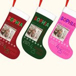 Personalised My First Christmas Multi-Color Stocking with Name and Initial Christmas Decor Christmas Gift for Friend Family