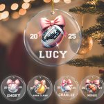Personalised Disco Coquette Bow Basketball Baseball Softball Acrylic Ornament with Name Year Christmas Tree Decor Gift for Girls Sports Lover