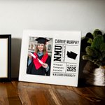 Personalised Graduation Leather Photo Frame with School inforamtion and Map Graduation Memorial Gift for Class of 2025 Graduates