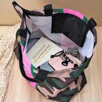 Personalized Camouflage Pink and Green Sorority Large Tote Bag with Name Travel Accessories Birthday Gift for Sisters Friends