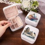 Boîte à Bijoux Personnalisée avec Nom et Point de Repère Accessoires de Voyage en Cuir PU Cadeau Anniversaire Noël pour Femmes