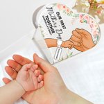Personalized Our First Mother's Day Holding Hands Acrylic Heart Plaque with Names and Flowers Newborn Gift for New Mom