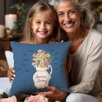 Personalized Multi-colour 1-12 Birth Flowers Pillow Cover with Names Housewarming Mother's Day Gift for Mom Grandma