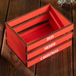 Personalized Christmas Red Green Color Wooden Candy Crate Storage Box with Text Home Table Decor Birthday Christmas Gift for Family Kids