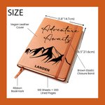 Personalisierte Berg Abenteuer 100 Seiten A5 Ledereinband Notebook mit Namen Geburtstag Geschenk für Reise-Enthusiasten Abenteurer ausgekleidet