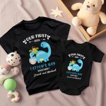 Personalized Cute Elephant 100% Cotton Baby Bodysuit T-shirt Matching Outfit with Name First Father's Day Gift for Daddy Baby