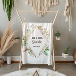 Coperta personalizzata in pile floreale MR & MRS con nome e anno di anniversario di matrimonio, regalo di coppia