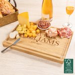 Personalized Mr & Mrs Engraved Name Date FSC Bamboo Charcuterie Cutting Board with Juice Groove Housewarming Wedding Gift for Family Couple