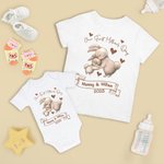 T-shirt Onesie de Bébé 100% Coton Personnalisé avec Nom Ensemble Assorti Cadeau de Fête des Mères pour Nouveau-né et Nouvelle Maman