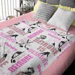 Personalizada Multicolor Hockey Hielo Niña Silueta Manta Suave con Nombre Decoración del Hogar Regalo de Cumpleaños para Deportes Hockey Hielo Amantes
