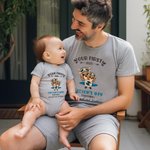 Personalized Cute Elephant 100% Cotton Baby Bodysuit T-shirt Matching Outfit with Name First Father's Day Gift for Daddy Baby