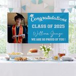 Personalized Congratulations Proud of You Multicolor Photo Banner with Name Class of 2025 Graduation Backdrop Party Decor Gift for Graduates