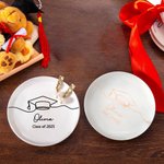 Personalisierte Graduation Cap Keramik Trinket Schmuck Schale mit Namen und Text Klasse von 2025 Graduierung Geschenk für Frauen Absolventen