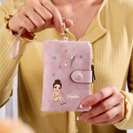Personalizada de dibujos animados de Graduados Zodiaco Nacimiento Flor de cuero plegado billetera con nombre de viaje Accesorios de Regalo de Graduación para las mujeres