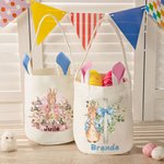 Personalizada Floral Cruz Peter Rabbit Orejas Cesta con Nombre Fiesta de Pascua Huevos de Caza Cumpleaños Regalo para Niños Niñas