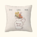 Personalized Multi-colour 1-12 Birth Flowers Pillow Cover with Names Housewarming Mother's Day Gift for Mom Grandma