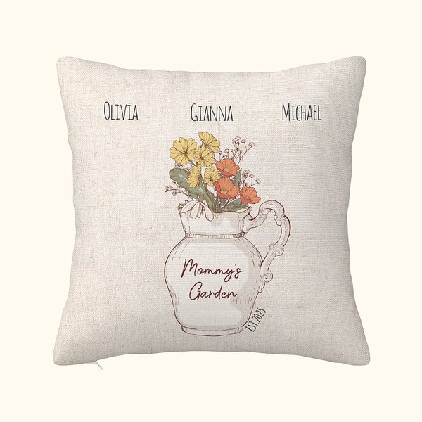 Gepersonaliseerde Multi-color 1-12 Geboorte Bloemen Kussenhoes met Namen Housewarming Moederdag Cadeau voor Mama Oma