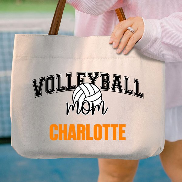 Personalisierte Ball Sport Mom Canvas große Tragetasche mit Namen Mütter Tag Geschenk für Frauen