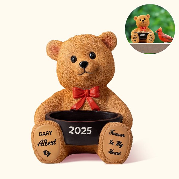 Mangeoire à oiseaux en résine avec nom et texte gravés Cadeau commémoratif de fausse couche pour les parents