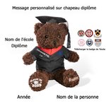 Ours en Peluche Personnalisé avec Nom et Badge d’École Cadeau de Fin d’Études pour Amis Cadeau Fin d’Études pour Amis Maternelle ou Université