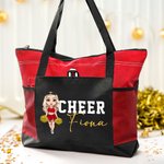 Personalizada de dibujos animados Cheerleading Chica de diseño grande Oxford Bolsa de asas con el nombre de Graduación Cumpleaños de Regalo para Cheerleaders Niñas