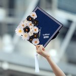 Personalized Class of 2025 Handmade Glitter Floral and Beads Grad Cap Decor with Text Gift for Graduates