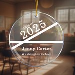 Personalised Simple Line Class of 2025 Round Acrylic Hanging Ornament with Name School and Date Graduation Class Party Supplies Gift for Graduates