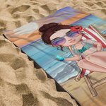 Asciugamano da spiaggia personalizzato in microfibra con nome e sfondo cartone animato asciugatura rapida regalo di compleanno per famiglia e amici