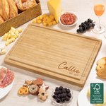 Personalisierte Gravierte Blätter Name FSC Bambus Charcuterie Schneidebrett mit Saft Rille Housewarming Hochzeit Geschenk für Familie Freund