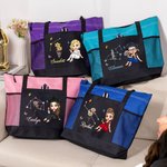 Personalizada Zodiaco Nacimiento Flor Nombre Bolsa Tote Grande con Bolsillos de Malla Regalo de Graduación Cumpleaños para Graduados Mujeres