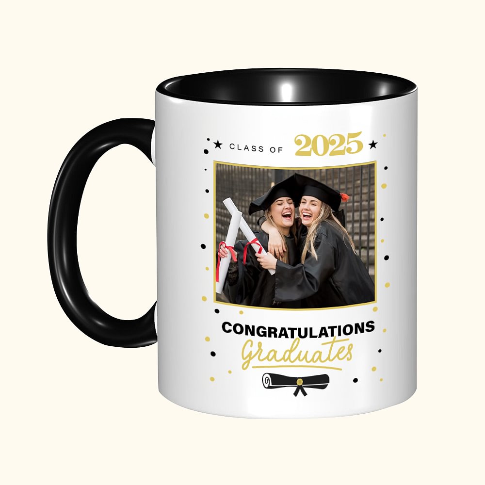 Tasse à café en céramique personnalisée avec photo de fin d'études et année Cadeau de fin d'études pour les diplômés de la promotion 2025
