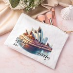 Gepersonaliseerd aquarel landmark make-up tasje met naam Verjaardag Kerstcadeau voor vrouwen